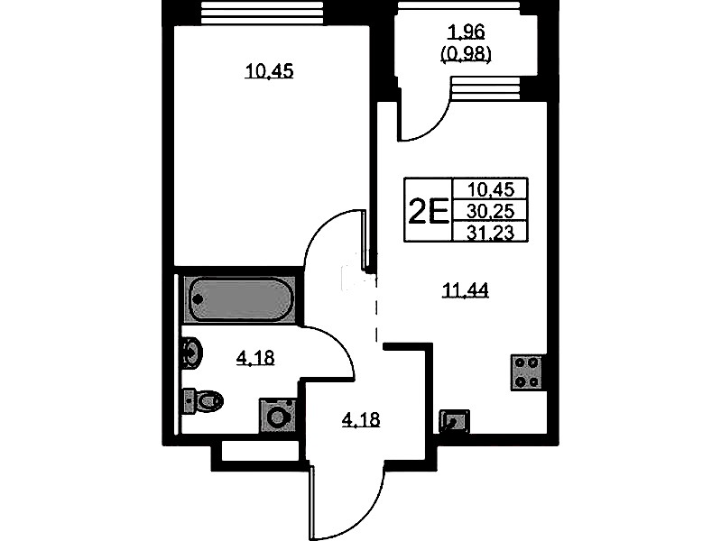 1-комнатная квартира 31.23 м², 7/9 эт., ЖК «GloraX Новоселье»